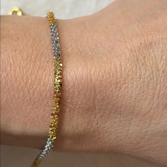 NEW Tri Color 18k Gold 925 Diamond Cut Margarita Sterling Silver Bracelet - Picture 4 of 5
